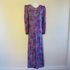True vintage 1960’s Metallic Empire Waist maxi Dress